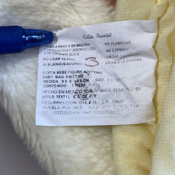 RARE Vintage Baby Mink Blanket Unicorn Bear Sleep Sack Soft Plush Yellow - Picture 10 of 10